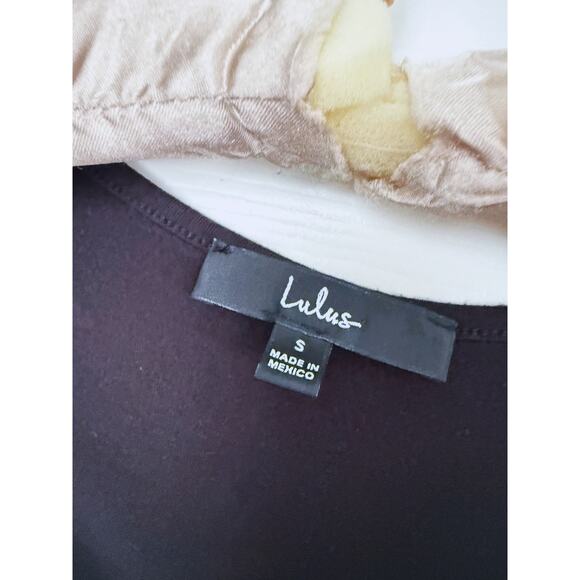 Lulu's Black Long Sleeve Bodysuit Babydoll Small Layer Minimalist Capsule Fall - Picture 3 of 5